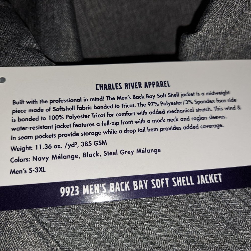 Charles River 9923 Men's Back Bay Soft Shell Jacket NWT, XL - Picture 10 of 10